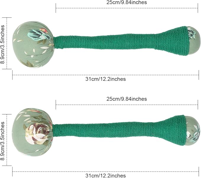 2PCS Long Size Lymphatic Drainage Hammer, Manual Body Massage Hammer, Anti Slip Longer Handheld Herbal Massage Hammer with Two Ends for Back Pain Relief (Light Green)
