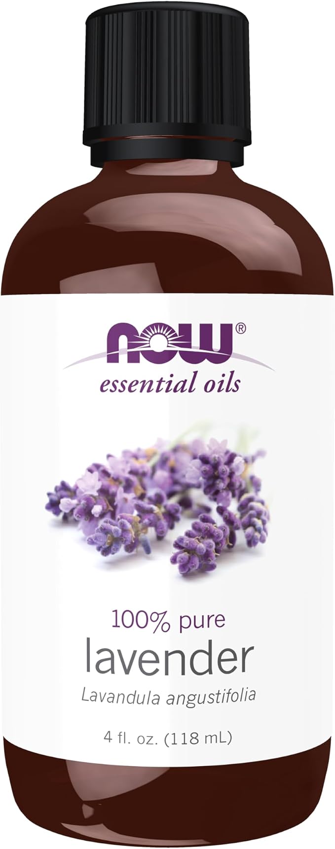 NOW Essential Oils, Lavender Oil, Soothing Aromatherapy Scent, Steam Distilled, 100% Pure, Vegan, Child Resistant Cap, 4-Ounce