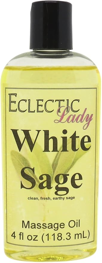 White Sage Massage Oil, 4 oz, With Sweet Almond Oil and Jojoba Oil