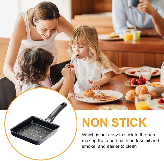 LOQJSS Tamagoyaki Pan Set – Japanese Omelette Pan 5.9x7 Inches Rectangle Egg Roll Pan & Silicone Brush, Chopsticks & Spetula,For Sandwiches,Crepes,Salmon,Bacon,Pancakes,Etc