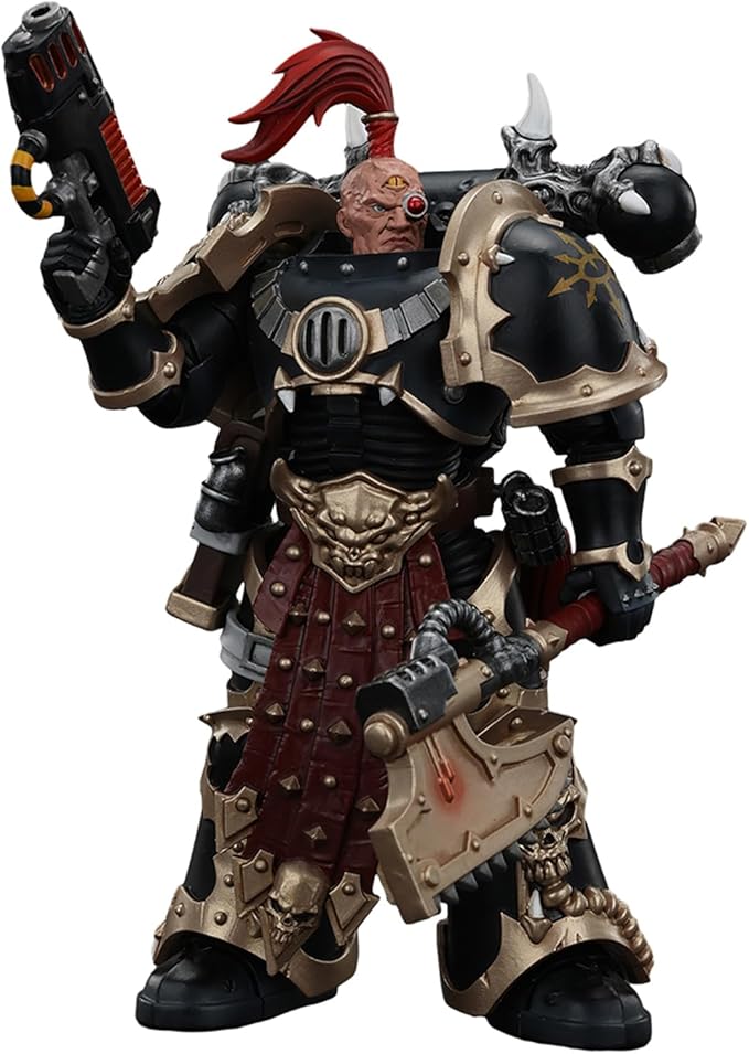 JoyToy Warhammer 40K Genuine License 1:18 Action Figure, Chaos Space Marines Black Legion Chosen with Plasma Pistol and Power Axe, 4.96 inch Collectible Action Figures Sets
