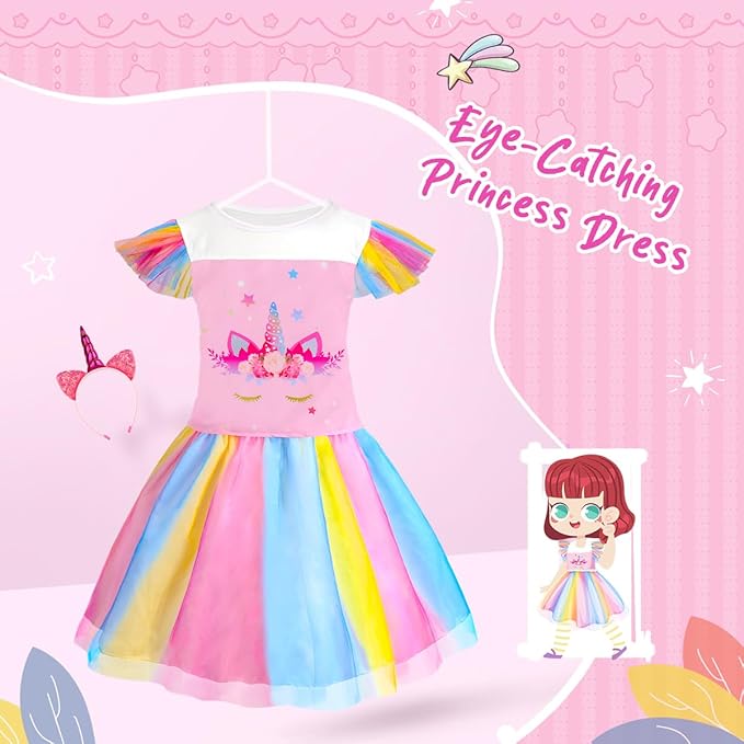 Meland Princess Dress Up - Princess Dresses for Girls with Princess Toys, Dress Up Clothes for Little Girls Pretend Play