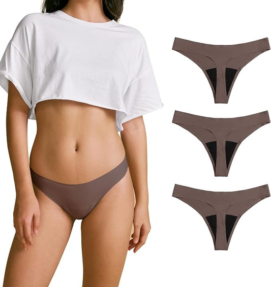 SHARICCA Women Postpartum Period Thongs 4 Layers Leakproof Underwear Panties for teen ladies Multipack