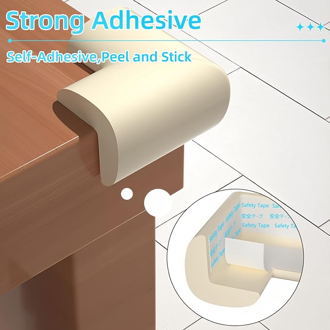 ZOMPAGO Baby Edge Protector 10 Corner Guards - White Foam Furniture Corner Protectors - Baby Proof Corners and Edges for Table, Wall, Bed Frame - Baby Proofing Safety Bumpers