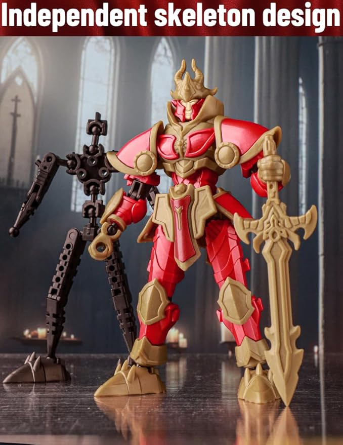 Paladin Sun Armor Knight Action Figure Toy, Multi-Jointed Movable Dummy Medieval T13 Articulated Robot Figure, Fantasy Warrior Undead Death Knights Paladin Display Model (Assembly Required)