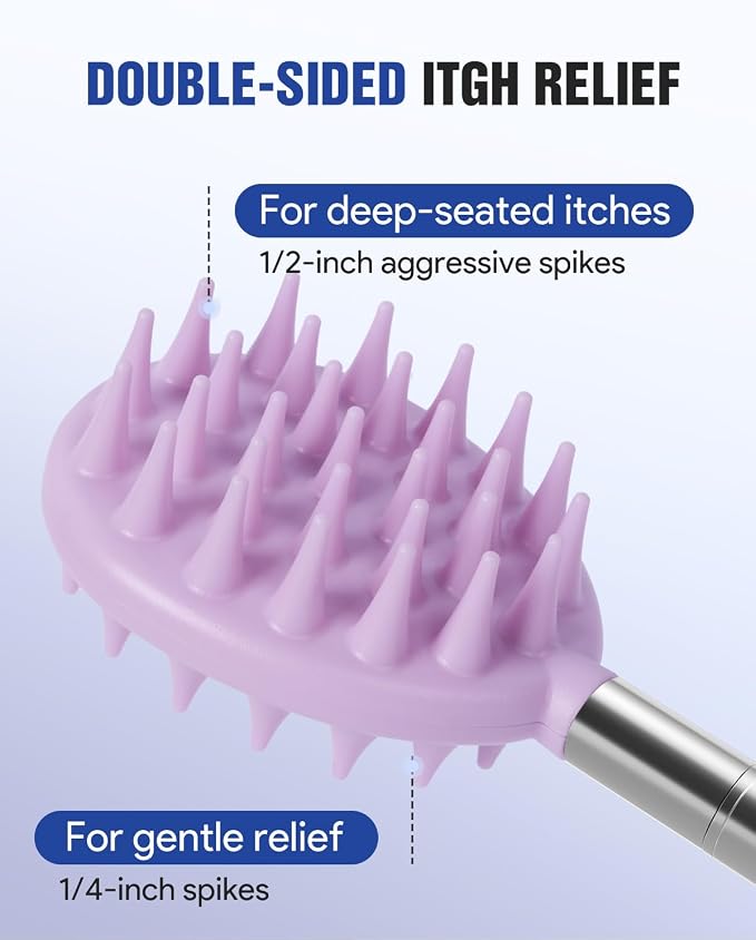 Gelibo Telescoping Back Scratcher with 5Pcs Detachable Heads, Extendable Back Massager Tool, Fathers Day Dad Gifts from Wife Daughter Son, Mens Gifts, Husband with Beautiful Box - Purple