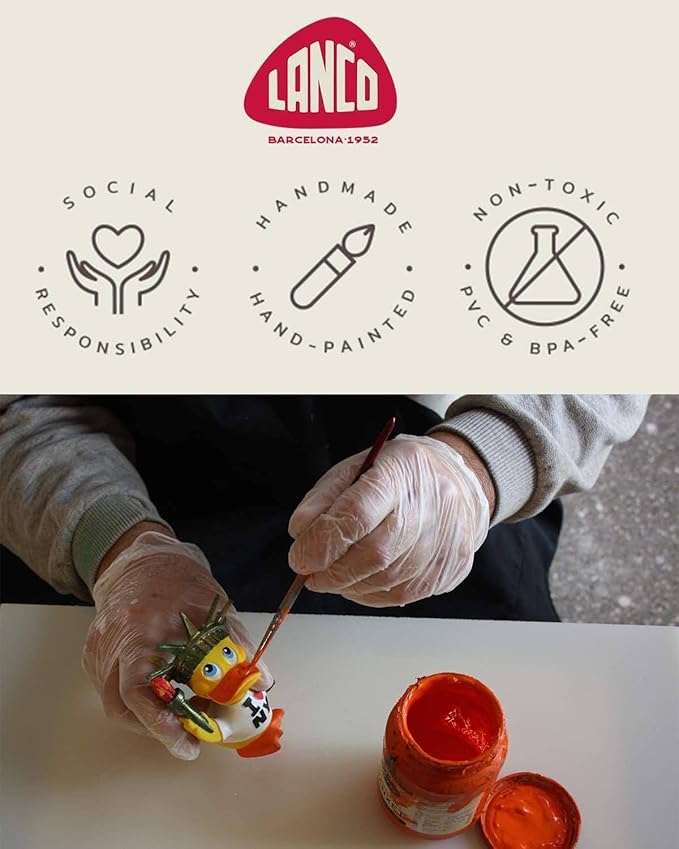 Lanco Pilot Rubber Duck Bath Toy | All Natural, Organic, Eco Friendly, Squeaker | Imported from Barcelona, Spain