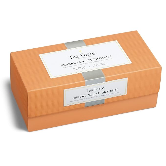 Tea Forte Premium Presentation Box Gift Set Sampler, 20 Count, Assorted Blends Individually Wrapped Handcrafted Pyramid Infuser Bags, Herbal Tea
