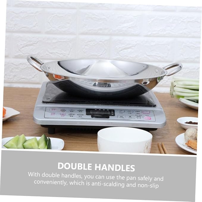 Zerodeko Stainless Steel Round Bottom Hot Pot Korean Style Stir-fry Pan Individual Pot