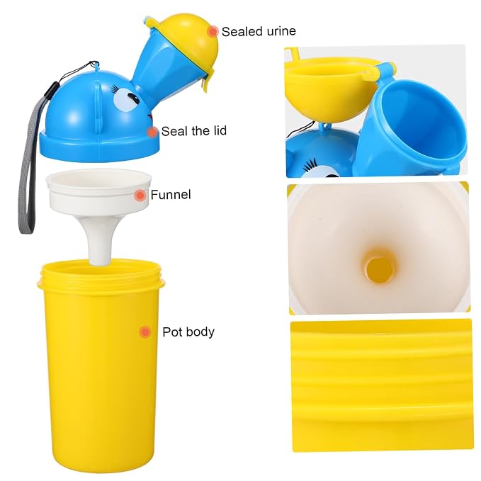 LIOOBO Portable Travel Potty for Toddlers Yellow Urinal Random Color Cleaning Brush Kids Pee Training Potty for Boys and Girls Compact Outdoor Urinal for Easy Use