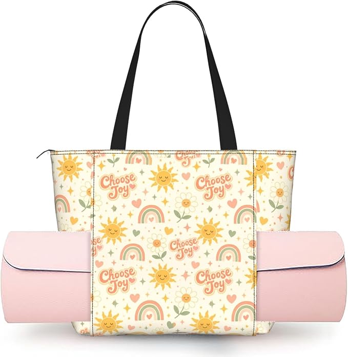 Christian Cross Jesus God Yoga Mat Bag for Women with Mats Bags Carrier Carryall Canvas Tote with Zipper Pocket, Polyester Gym Bag for Yoga Pilates Beach Travel Fitness Workout Gifts for Yoga Lovers