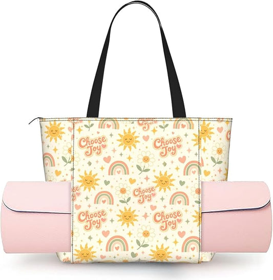 Christian Cross Jesus God Yoga Mat Bag for Women with Mats Bags Carrier Carryall Canvas Tote with Zipper Pocket, Polyester Gym Bag for Yoga Pilates Beach Travel Fitness Workout Gifts for Yoga Lovers