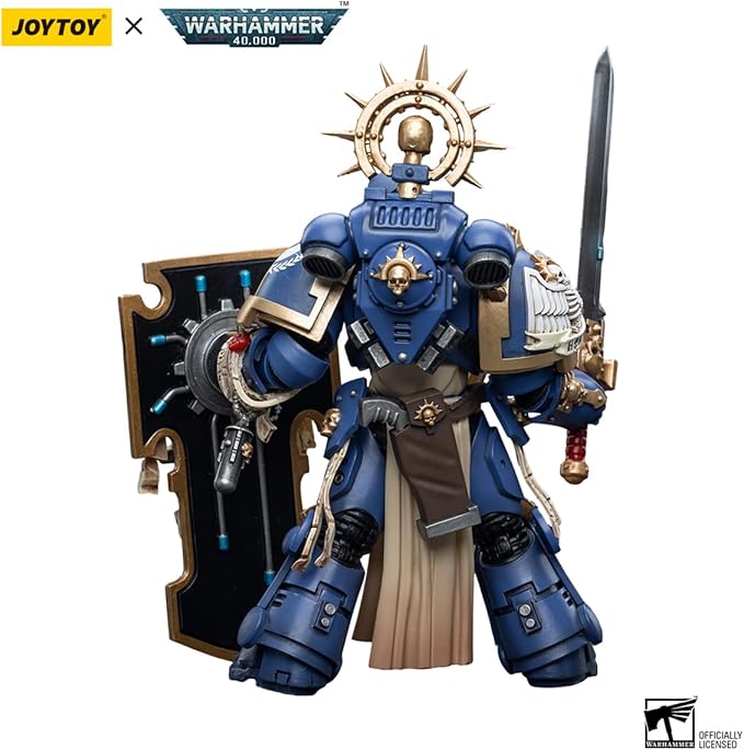 JoyToy Warhammer 40K 1/18 Action Figure Mecha Joy Toy Model Toys Ultramarines Primaris Captain with Relic Shield and Power Sword