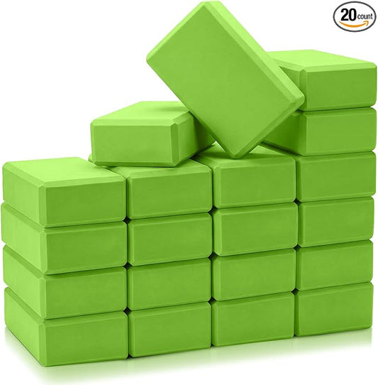 Honoson 20 Pcs Yoga Blocks Bulk 9''x6''x3'' High Density EVA Foam Blocks for Exercise Pilates Meditation, Lightweight Non-slip Surface, Improve Strength Balance Flexibility
