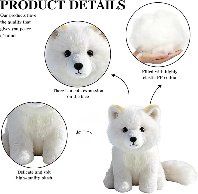 Arctic Fox Stuffed Animal – Cute Arctic Fox Plush Toy for Kids & Adults – Birthday Surprise & Room Decor –A Cuddly Companion for Everyday hugs and Bedtime