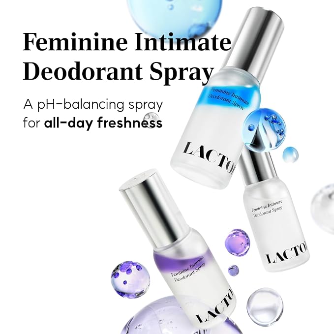 LACTOMEDI Feminine Intimate Deodorant Spray | pH Balancing Spray | Artificial Fragrance-Free | Clinically Formulated for Odor Neutralization | Gentle, and Convenient | 1.01 fl oz (Aqua bloom)