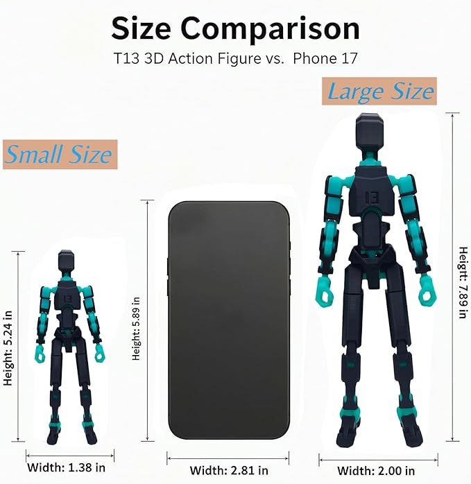 T13 8 inches Large Action Figure (Assembly Completed) Dummy 13 Titan 13 Poseable Collectible Highly Detailed Sculpting & Accessories for Display and Play (Black Green)