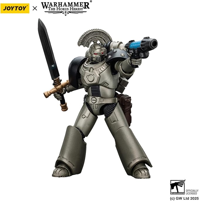JOYTOY Warhammer The Horus Heresy lron Warriors MKVI Tactical Sergeant with Power Sword and Plasma Pistol 1:18 Scale Action Figure Mecha Joy Toy Collection Model 4.8 inch