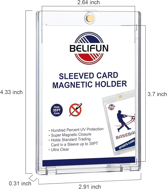 20-Pack One Touch Sleeved-Card Magnetic-Holders - 35PT Trading Card Holders, UV Protection Clear Acrylic Card Cases, Magnet Case Protectors for Game Cards, Baseball Cards, Sports Cards, Standard Cards