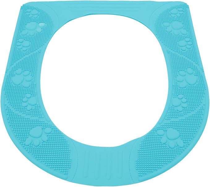 Universal Toilet Seat Cover Washable Silicone Non Slip Toilet Seat Pad Durable Soft Comfortable for Elderly Children Bathroom Home 39.5x34cm (Sky Blue)