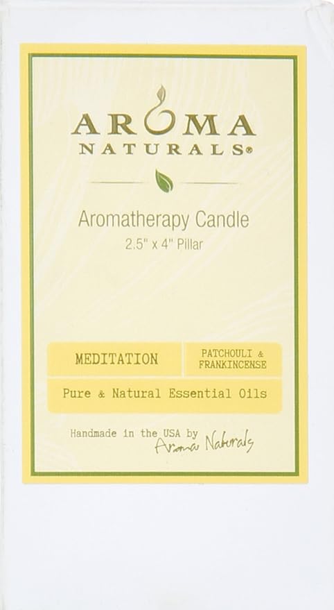 Aroma Naturals Patchouli and Frankincense Essential Oil White Scented Pillar Candle, Meditation, 2.5 inch x 4 inch (Pack of 12)