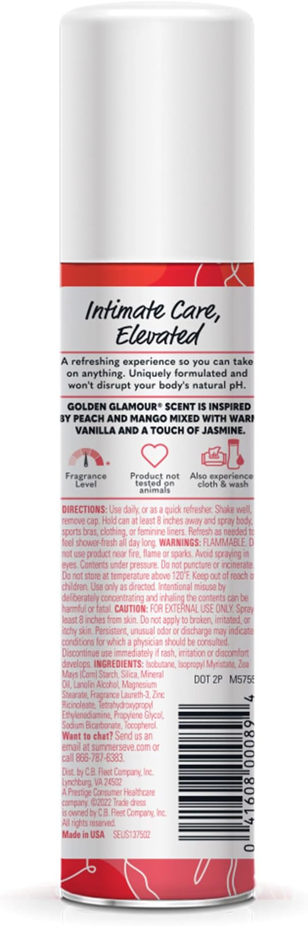 Summer's Eve Golden Glamour Daily Refreshing Feminine Spray, 2 oz