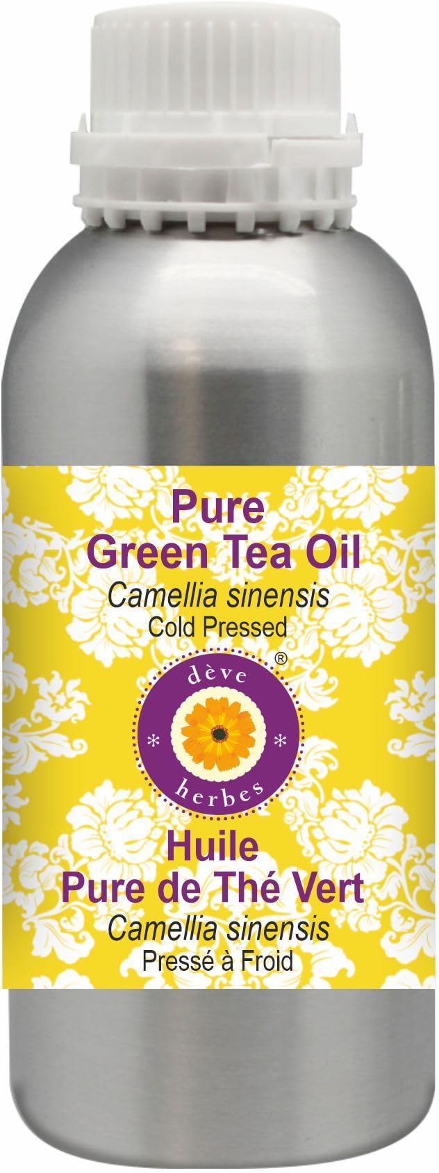Deve Herbes Pure Green Tea Oil (Camellia sinensis) Natural Therapeutic Grade Cold Pressed (No-Fragrance) 1250ml (42.2 oz)