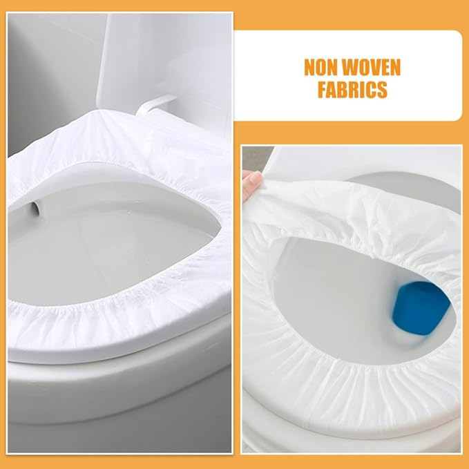 Disposable Toilet Seat Covers White Color 10pcs Waterproof Non-Woven Fabric Portable Toilet Seat Liners for Travel and Camping Suitable and Adults