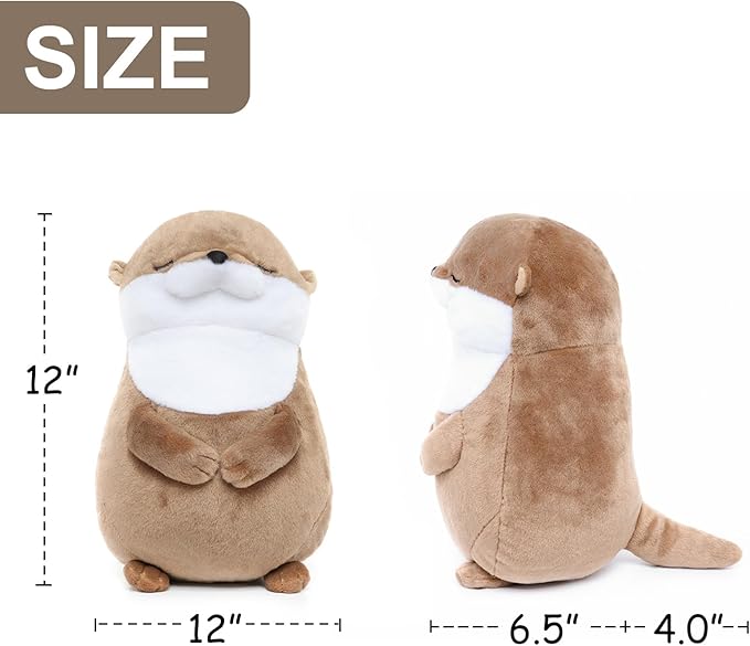 Otter Stuffed Animals Sleeping Plush Toys with Embroidered Eyes for Boy Girl Kids Birthday Christmas Bedtime Gifts, 12 inches