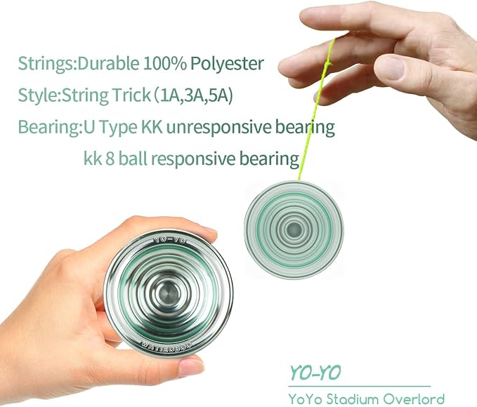 WATIEOBOO yoyo Professional Trick Yoyo for Beginners & Adults - Unresponsive Yoyo with U Type KK Bearing yo-yo + yoyos Glove (Light Blue)
