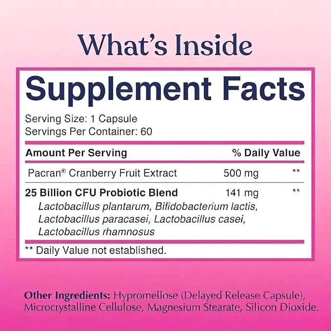 LOVEBUG Yeast + Vaginal pH Support | Clinically Studied Ingredients for Yeast & UTIs | Multi Strain 50 Billion CFU | 60 Capsules