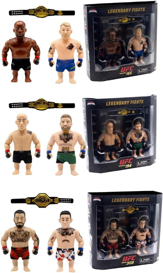 UFC 4.5-Inch Articulated Action Figures Legendary Fights 2-Pack Mystery Assortment – Includes 2 Fighters, Accessories and Championship Belt | Official UFC Collectible by PMI – Random 1 of 3