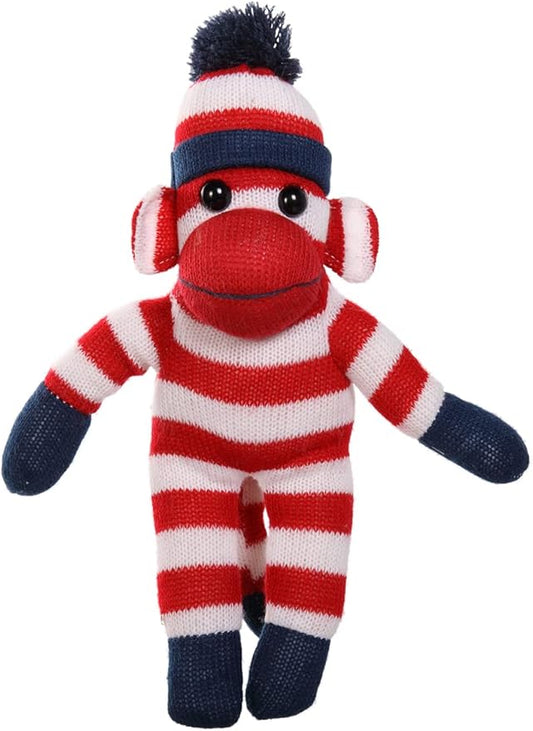 Plushland Adorable Sock Monkey, The Original Traditional Hand Knitted Stuffed Animal Toy Gift-for Kids, Babies, Teens, Girls and Boys Baby Doll Present Puppet (16'' red)