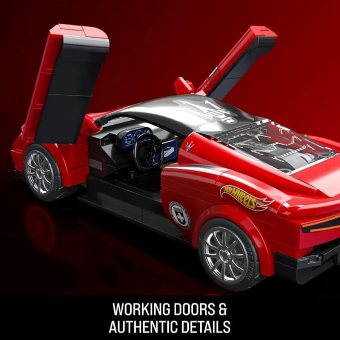 Hot Wheels 1/32 Maserati MC20 Building Kit, 250 Pieces, Includes 1/64 Mini Car, Hot Wheels Mattel Brick Shop