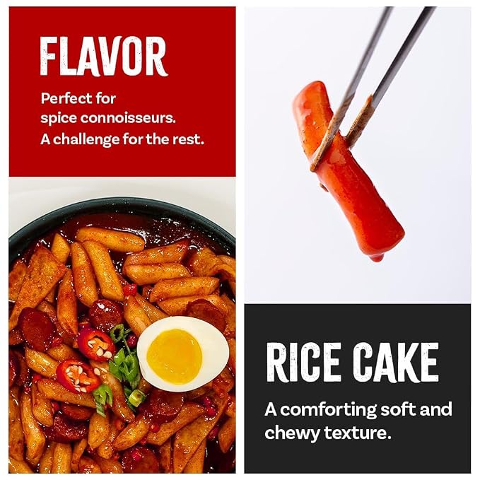 O’Food Tteokbokki Korean Rice Cakes – [Garlic | Pack of 2] – Gluten-Free (Except BBQ), Healthy/Savory/Bold/Fiery, 0 Cholesterol/ 0 Trans Fat/No MSG/No Corn Syrup, Spicy Street Snack, Ready in Minutes