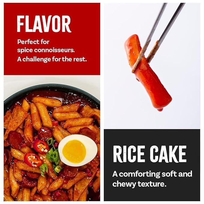 O’Food Tteokbokki Korean Rice Cakes – [BBQ | Pack of 1] – Healthy/Savory/Bold/Fiery, 0 Cholesterol/ 0 Trans Fat/No MSG/No Corn Syrup, Spicy Street Snack, Ready in Minutes