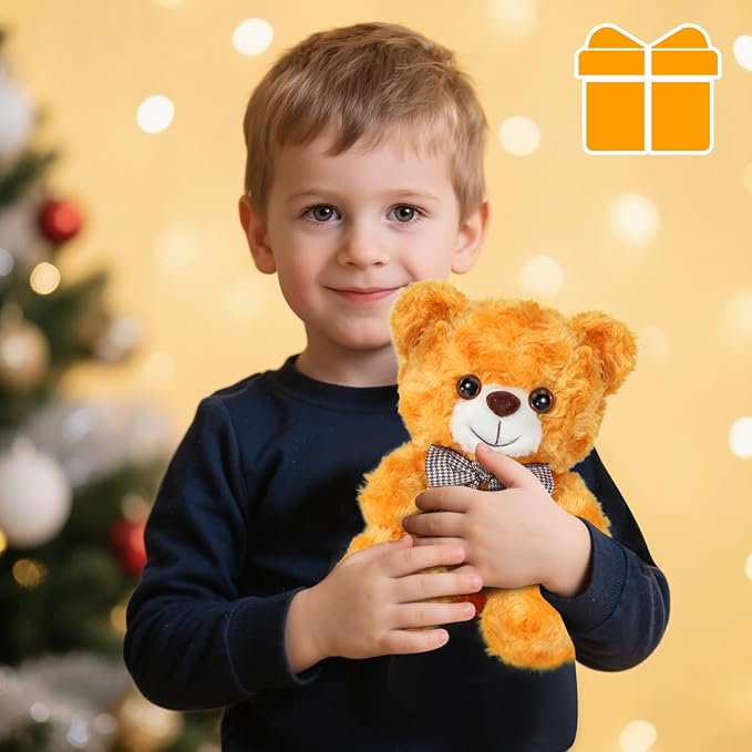Teddy Bear Stuffed Animal, Bright Yellow Bear Plush Toy for Boys Girls Kids 3+, 8″ Soft Bear Gifts for Preschool Toddlers, Teddy Bear Baby Shower Decorations, Birthday Xmas Gift