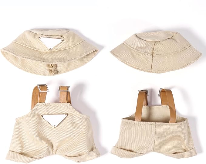 AICase for 17cm Doll Clothes/Outfit,Clothes Set for 17cm Doll,2 Piece Set Hat Clothing,Boys and Girls Stylish Adorable Dolls Clothes Accessories_Khaki