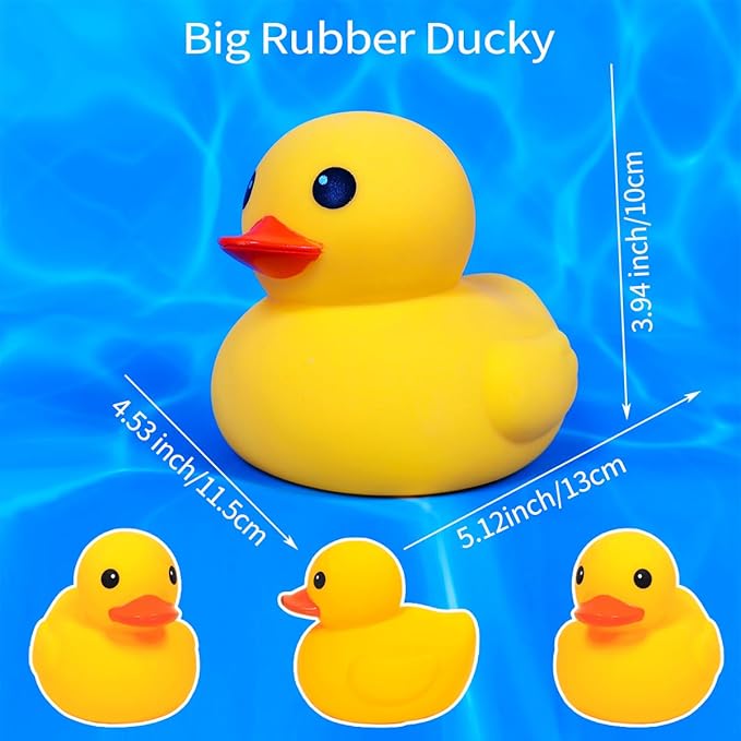 5 Inch 10 Pcs Kalafona Rubber Bathtub Duck/Duckie Waterproof No 'Bebe' No Hole Funny Bath Swimming Pool Toy Without Hole for Kids Birthday Party Favor Home Decor