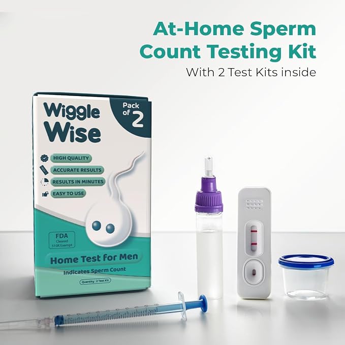 Male Fertility Test for Men (2 Pack) - At-Home Sperm Test Kit & Semen Analysis - Fast & Private Sperm Count Checker - Accurate Results in 15 Minutes