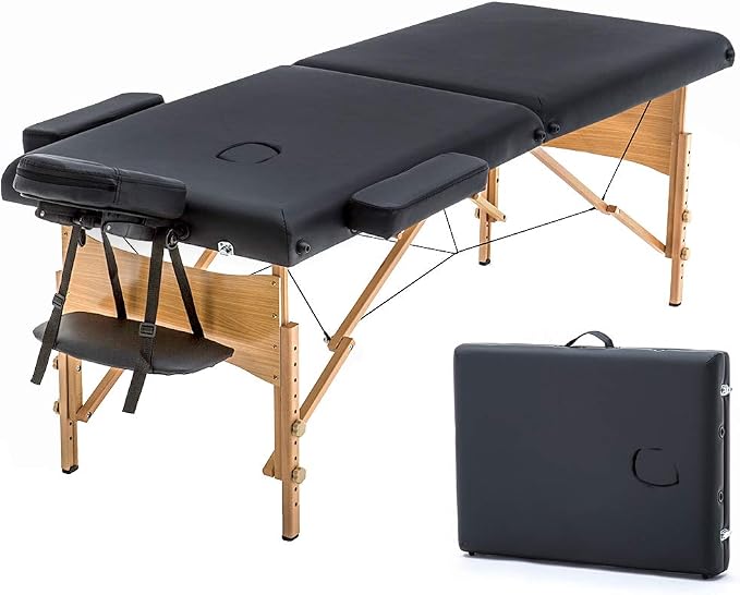 BestMassage Massage Bed Portable Massage Table 24 inch Wide Lash Bed Height Adjustable 2 Folding Spa Table with Non-Woven Bag for Spa Footmassage Facial CareSpa Tattoo