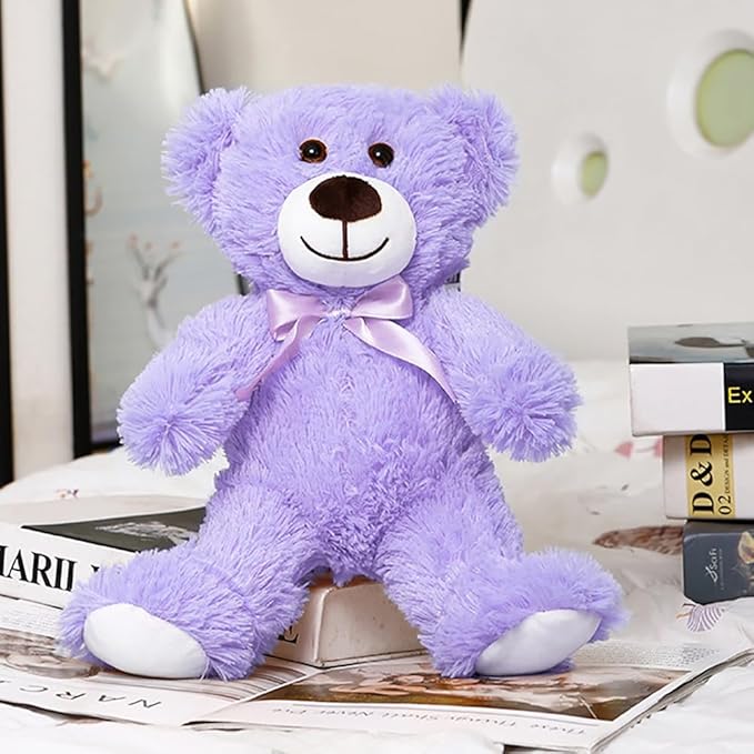 Teddy Bear Stuffed Animal, 12inch Teddy Bear Plush Toy, Birthday Valentine's Day Xmas Gifts for Kids Boys Girls Friends (B-Purple)