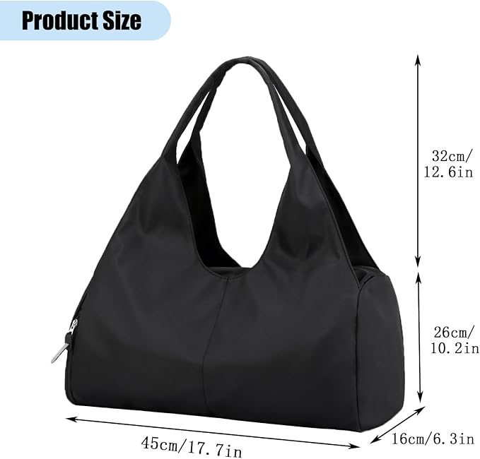 Forestfish Yoga Gym Bag For Women With Shoes Compartment & Wet Dry Storage Pockets Lightweight Duffel Bag, Black