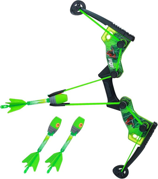 Zing HyperStrike Dominator Light Up Bow Archer Pack, Light Up Bow and Light Up Zonic Whistle Arrows, Shoots Arrows Over 200ft, Outdoor Play with Friends and Family, for Ages 14+ (Green)