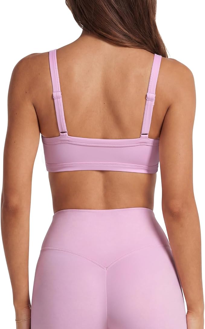 SUUKSESS Women Padded Workout Sets Adjustable Straps Sports Bra Tummy Control Biker Shorts