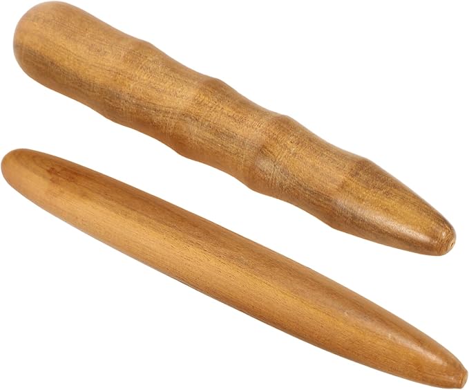Wooden Massage Sticks 2-Pack Handheld Tools for Foot Neck and Body Pain Relief Portable Massage Stick for Indoor and Outdoor Use