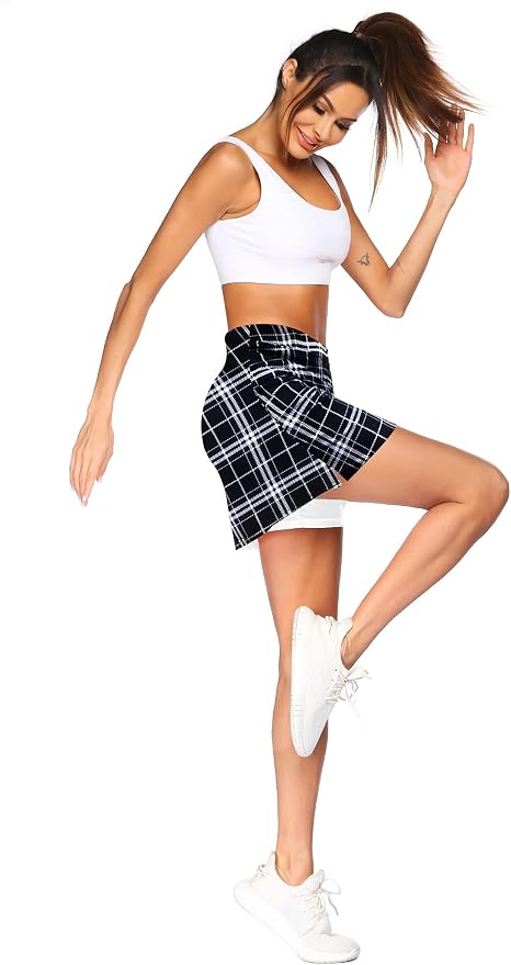 Ekouaer 16" Skorts for Women with Pockets Golf Pickleball Tennis Skirt | Silicone Grippers,2 Inner Pockets,Wide Waist,Side Slit Hem,Breathable,Soft,Lightweight
