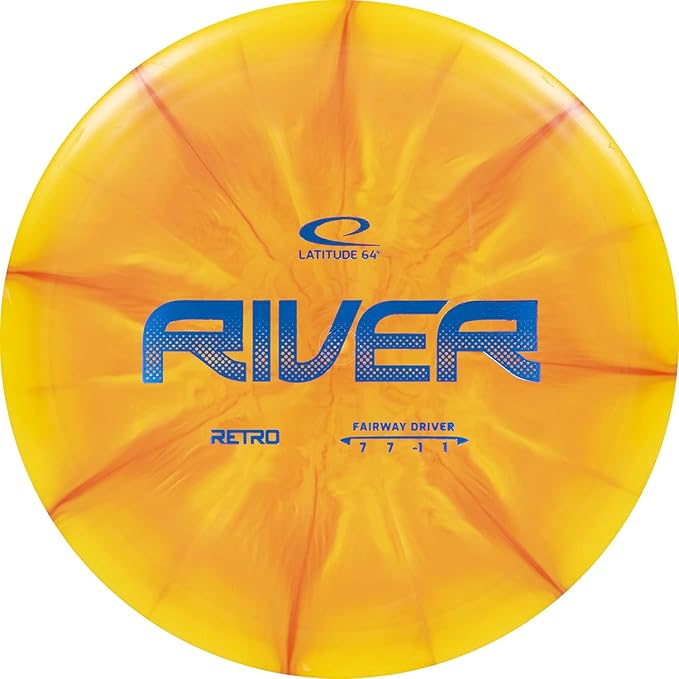 Latitude 64 Retro Burst River | Disc Golf Fairway Driver | Easy-to-Throw Disc Golf Driver for Beginners | Straight Flying | 170g+ Frisbee Disc | Unique Burst Patterns | Orange