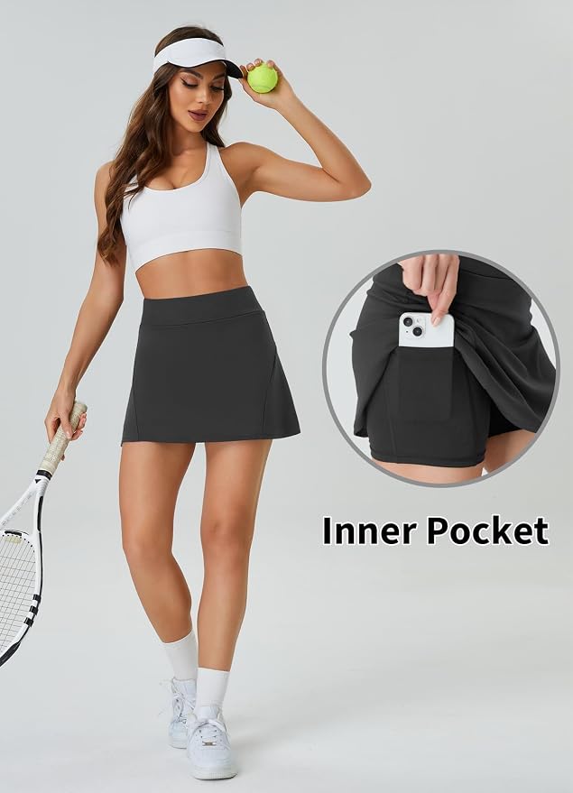 Womens Tennis Skirt Crossover High Waisted Skort with Pockets Shorts | Athletic Skirts for Golf Running Workout Pickleball, Aesthetic Activewear, Sporty Athleisure Style
