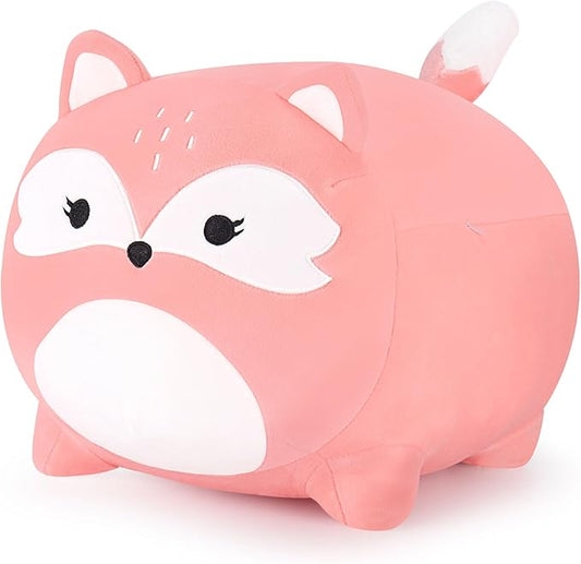 Auspicious beginning Fox Plush Stuffed Animal-16'' Pink Pillow, Cute Plushies, Toy Kawaii Animal Plushie Hugging Pillow Christmas Birthday Gifts for Kids Girls Boys Girlfriend